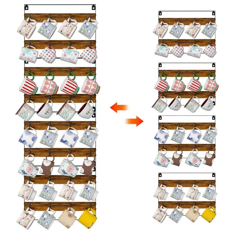 Wood Coffee Mug Rack Wall Mount Cup Holder Shelf Storage for Kitchen, Home, Bar - Storage Shelf - view 3