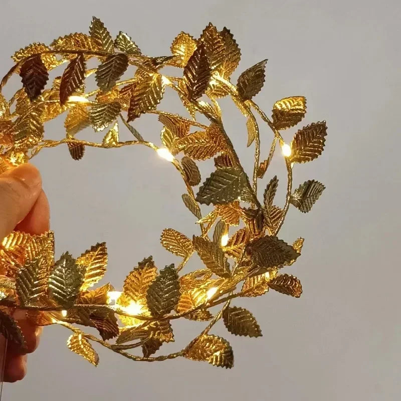 5M 10M LED Lights String Silver Golden Tiny Leaves Fairy Garland Light Lamp Christmas - Lighting - view 7