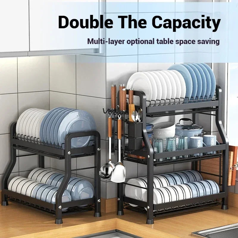 2/3 Tier Accessories For Kitchen Utensils Alacena Set Large Rust-proof Rack Dish - Storage Shelf - view 3