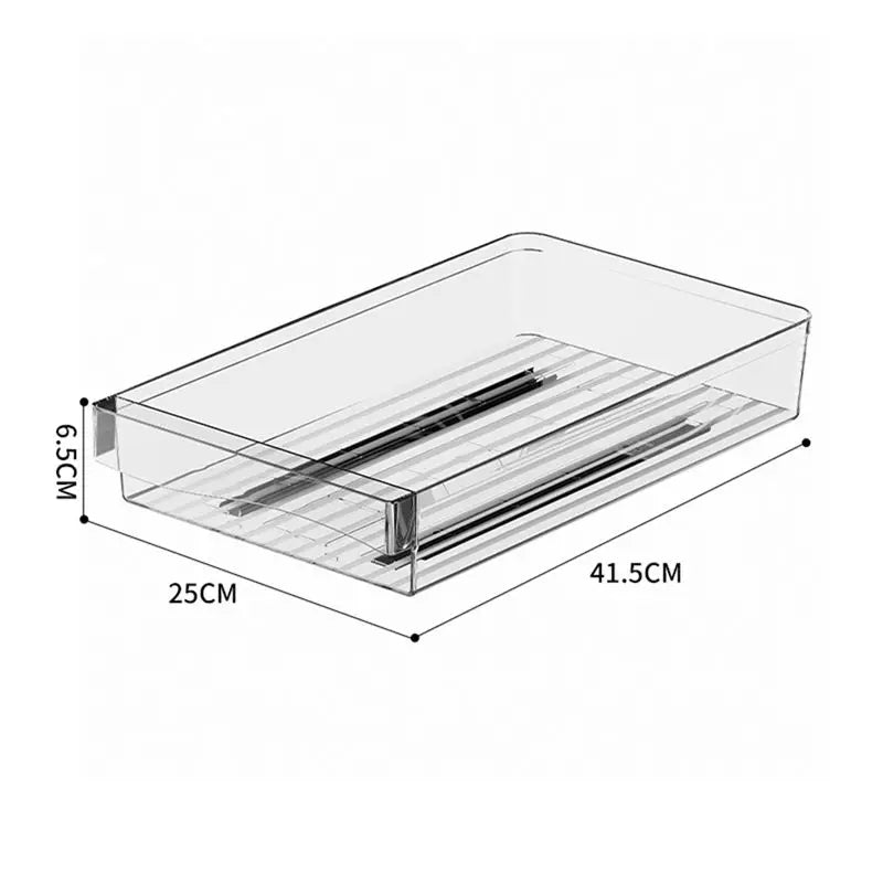 A55F-Retractable Drawer Transparent Sliding Rail Rack Kitchen Storage Box Movable - Cabinet Organizer - view 6