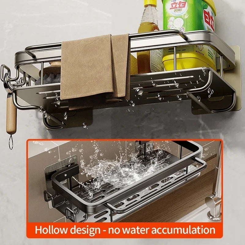 No Drill Adhesive Type Kitchen Organizer Kitchen Shelf Cleaning Cloth Storage Draining - Cabinet Organizer - view 2