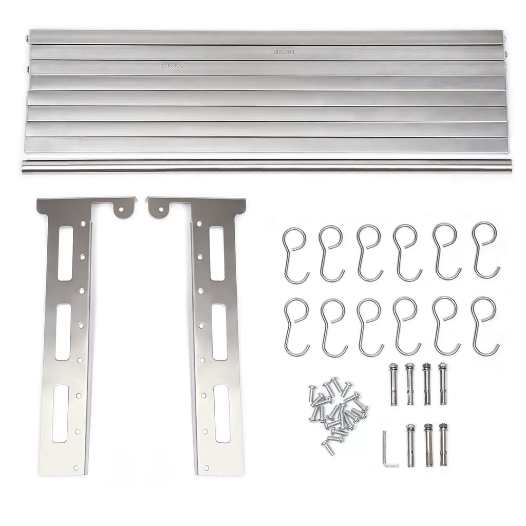 Wall Mount Microwave Oven Shelf Kitchen Item Storage Bracket With 12 Hooks SS201 Stainless - Storage Shelf - view 3