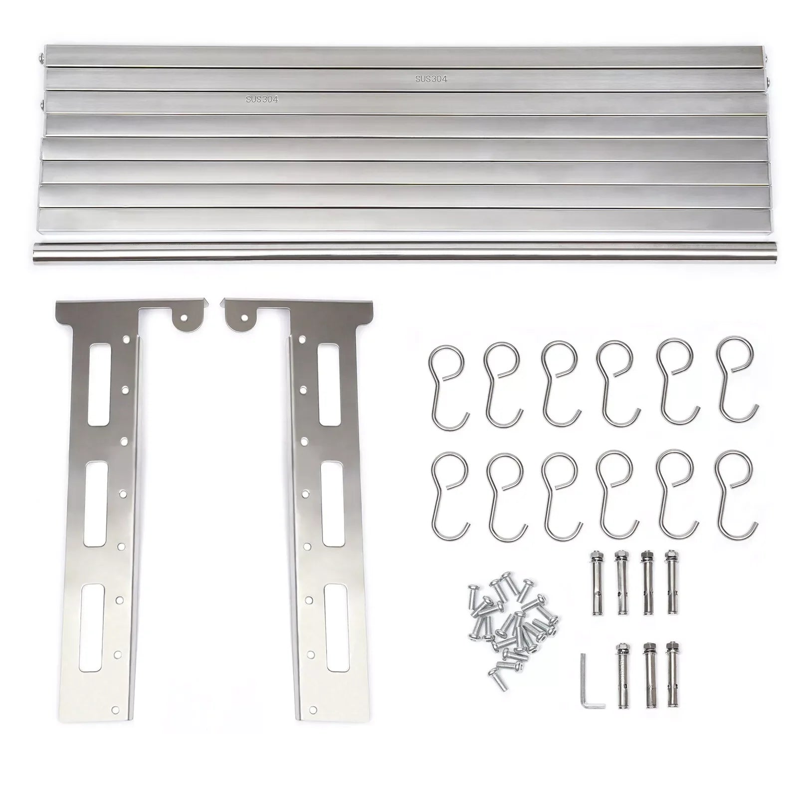 Wall Mount Microwave Oven Shelf Kitchen Item Storage Bracket With 12 Hooks SS201 Stainless - Storage Shelf - view 3
