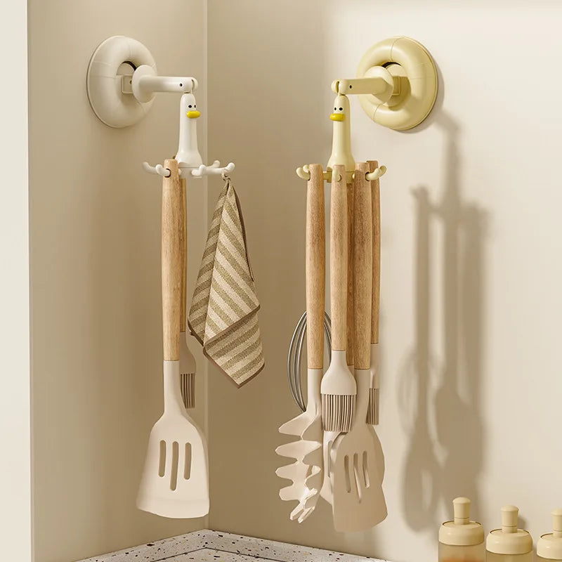 Home Use Suction Cup Six-Finned Fish Rack Kitchen No-Drilling Rice Spoon Pan Holder Small - Storage Shelf