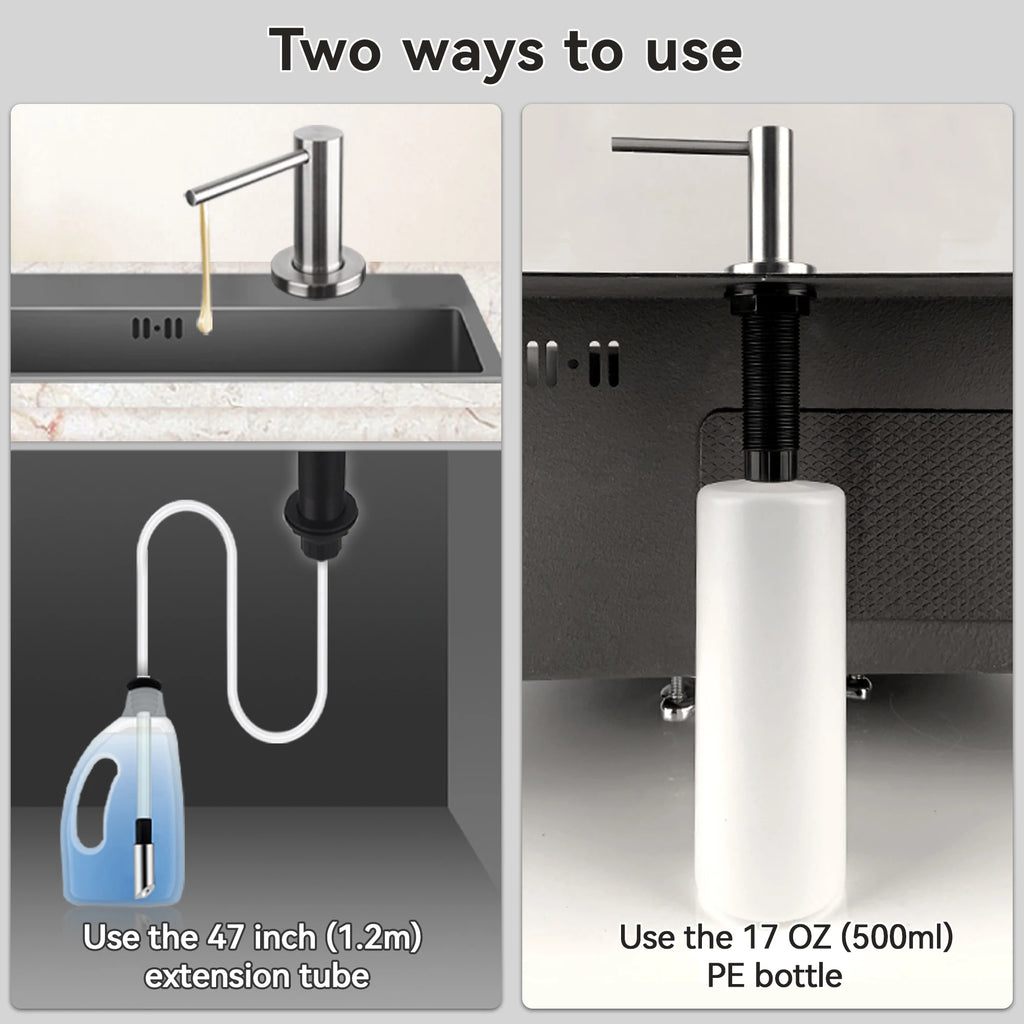 Solid 304 Stainless Steel Soap Dispenser for Kitchen Sink with 17 OZ Bottle and - Home Improvement - view 4
