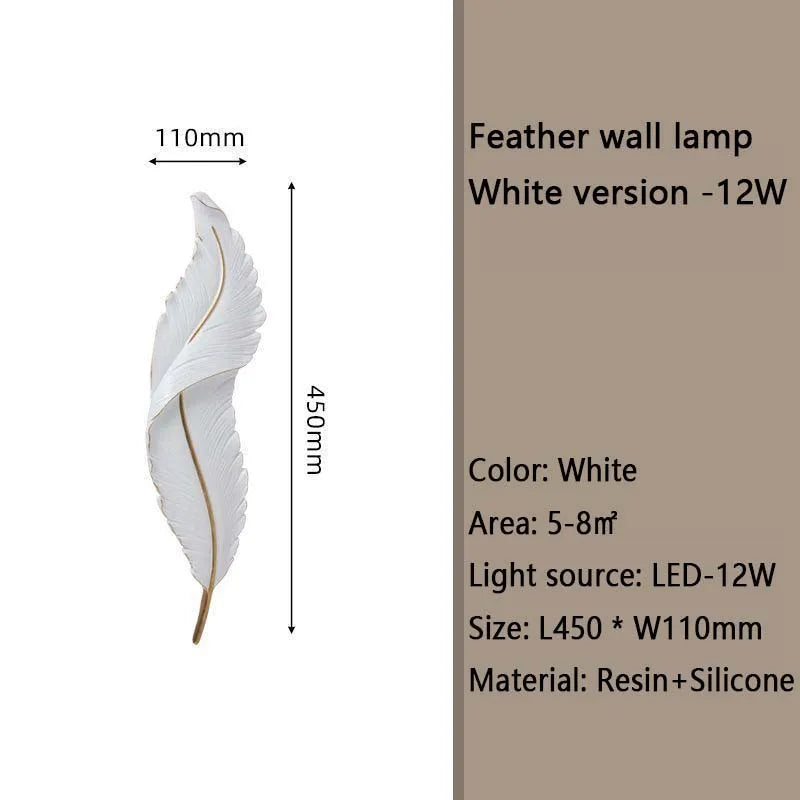 Nordic feather wall lamp, living room, bedroom, headboard, foyer, creative feather - Wall Light - view 7