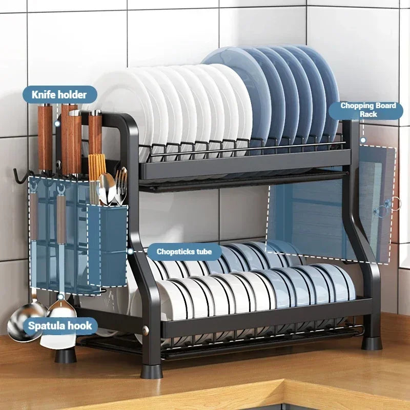 2/3 Tier Accessories For Kitchen Utensils Alacena Set Large Rust-proof Rack Dish - Storage Shelf - view 5