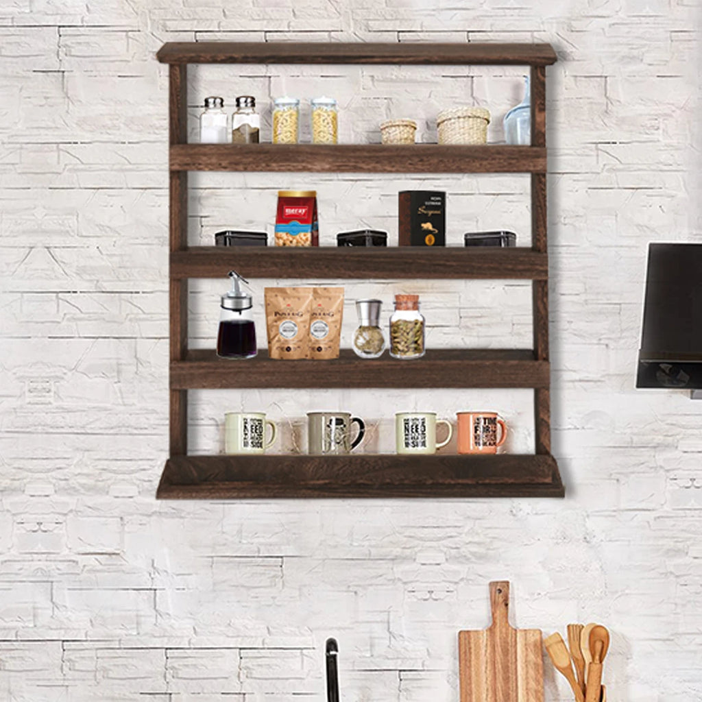 Wood Spice Rack Wall Mount, Wooden Spice Rack Holder, Seasoning Rack, Countertop or Wall - Storage Shelf - view 2
