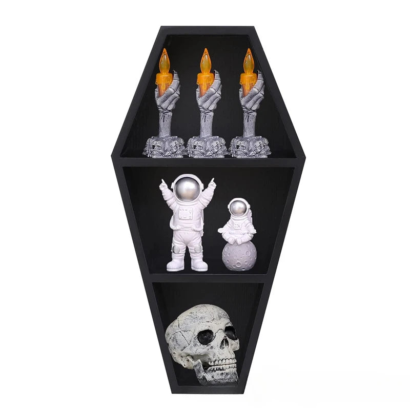 Dark air shelf Family Ghost Gothic decor Black floating wooden shelf shelf Wall hangers - Storage Shelf - view 5