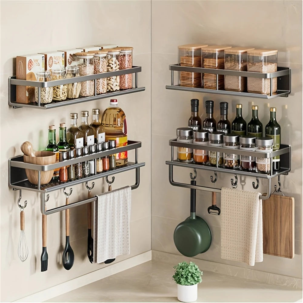 1 Multi-Functional Storage Rack With Rod Seasoning Rack Wall-Mounted Seasoning Storage - Storage Shelf - view 5