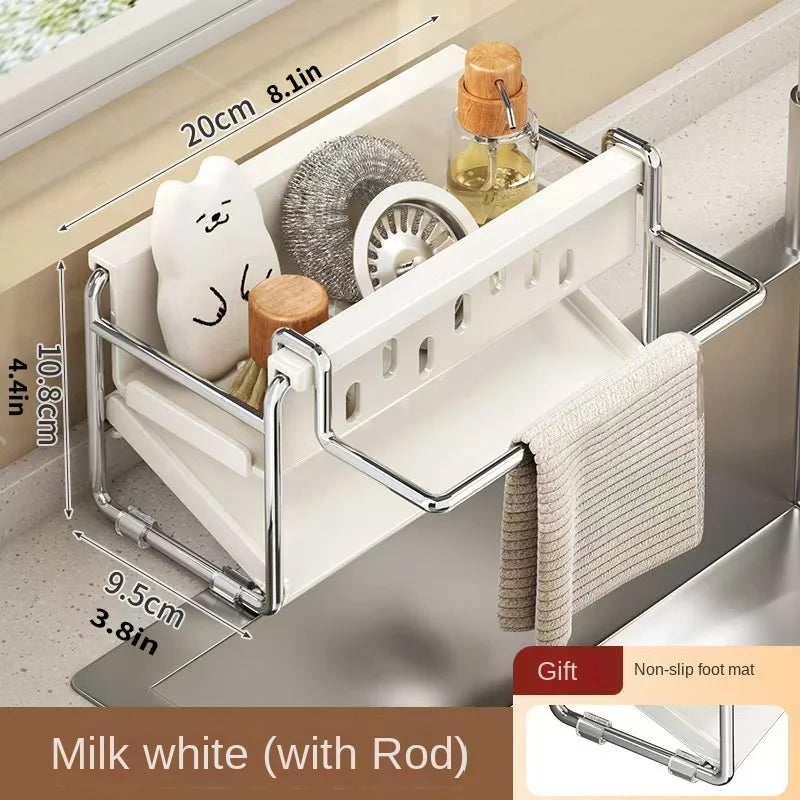 Stainless steel kitchen shelf, sink towel rack, drain basket, kitchen utensil rack - Cabinet Organizer - view 7