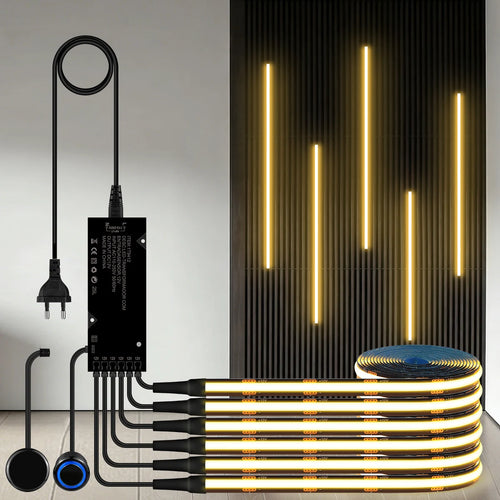 2 Switches, Penetrable Wood Hand Scan, Touch Sensor Dimmable COB LED Strip Light - LED Strip Light