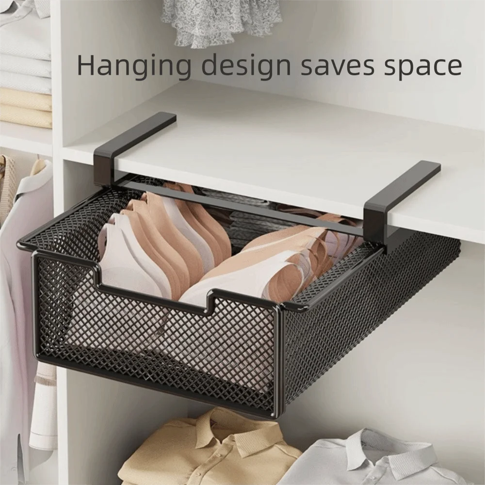 Large Capacity Underwear Storage Basket Pure Color Under Cabinet Hanging Organizer - Cabinet Organizer - view 3