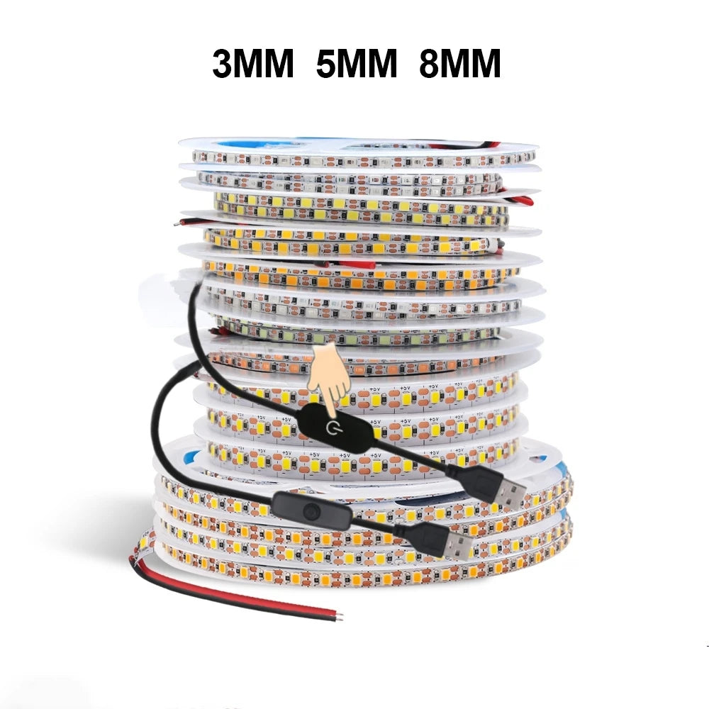 USB Dimmable LED Strip Light DC5V 3MM 5MM 8MM PCB Width Flexible Rope Tape - Kitchen Faucet