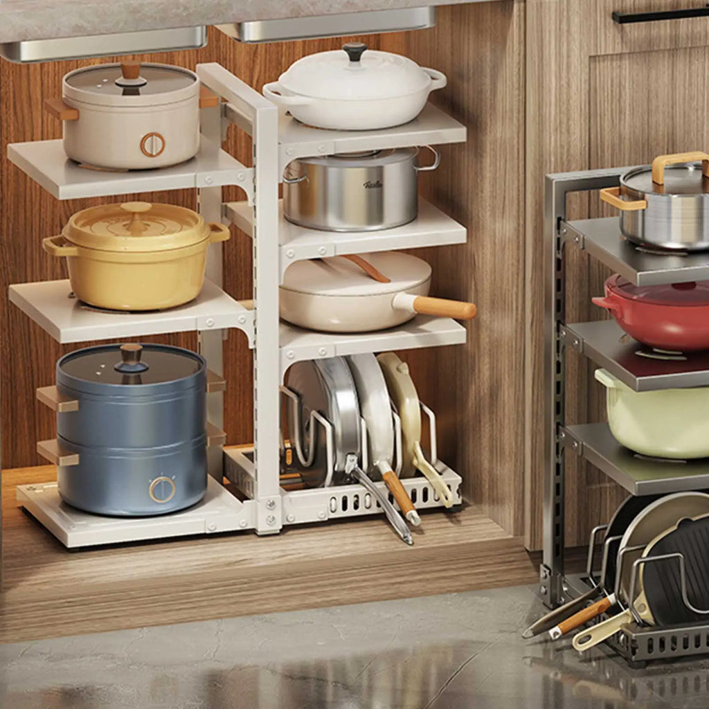 Multi-Tier Kitchen Storage Rack Pot Pan Organizer with Adjustable Shelves - Cabinet Organizer - view 3