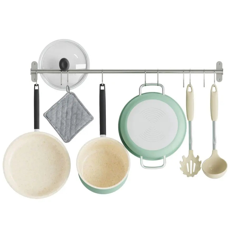 Lyon 31.5 Wall Mount Kitchen Utensil Holder With 10 S Hooks For Hanging Pots - Organizer - view 2