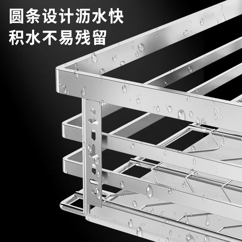 Deep 304 Stainless Steel Kitchen Drawer Double Damping Seasoning Basket Cabinet - Cabinet Organizer - view 2