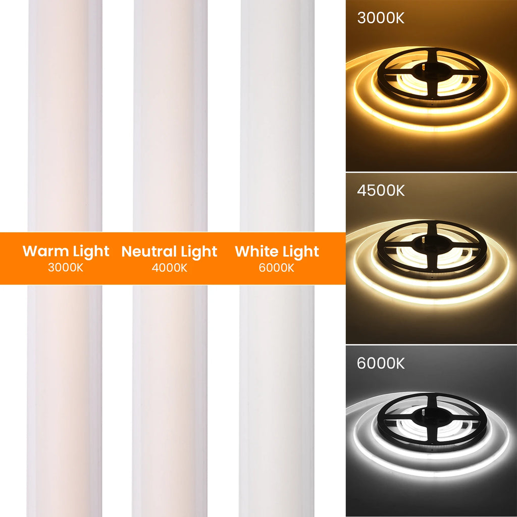 220V Led Ribbon COB Neon Strip Light with EU Plug 240LEDs/m Built-in IC Adhesive - LED Strip Light - view 3