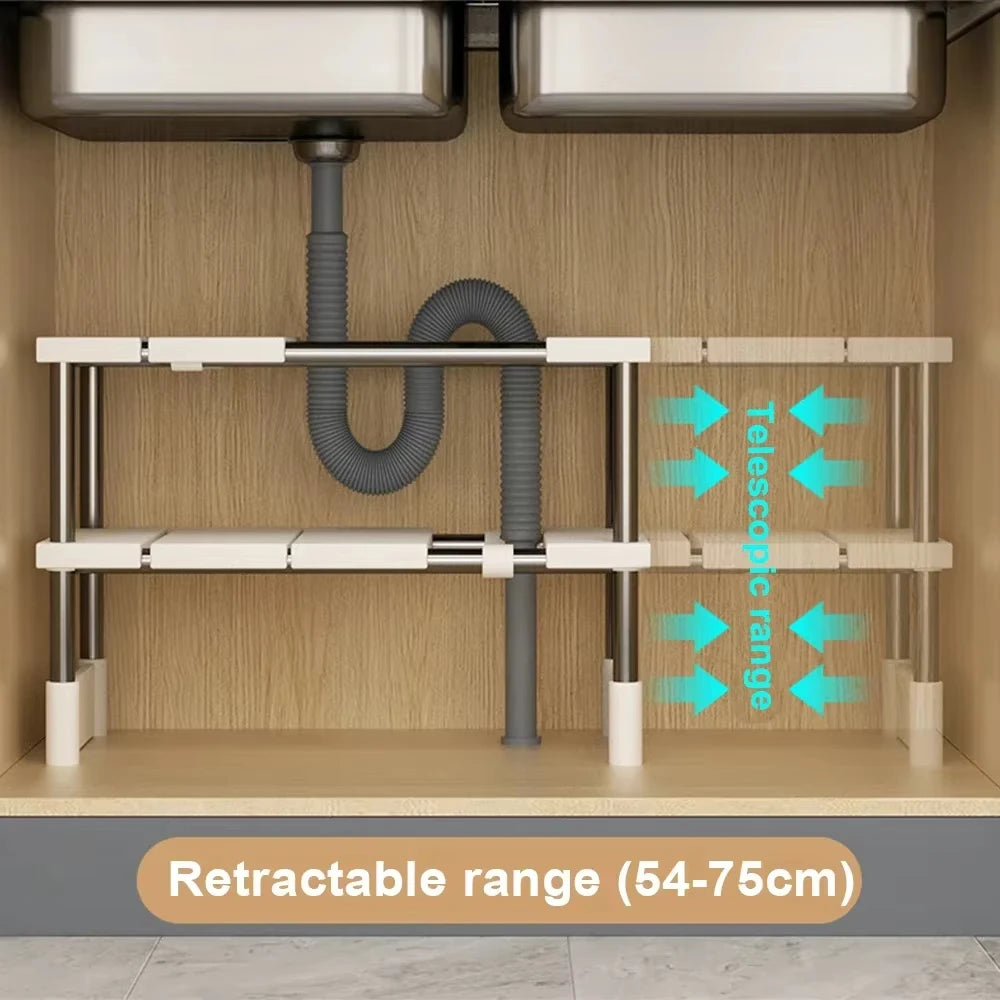 Stackable Storage Rack Multifunctional Telescopic Sink Holder Wardrobe Layered - Storage Shelf - view 2