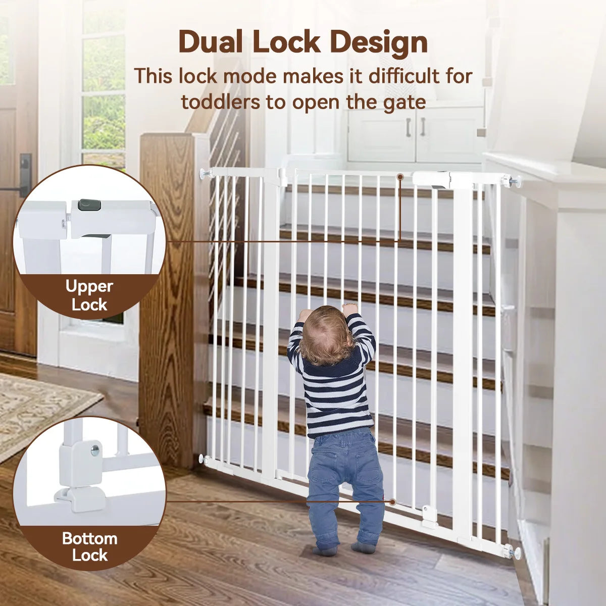 42" Extra Tall Baby Gate for Stairs Doorways Fits Openings 29.5" to 43.3" Wide - Safety Gate - view 2