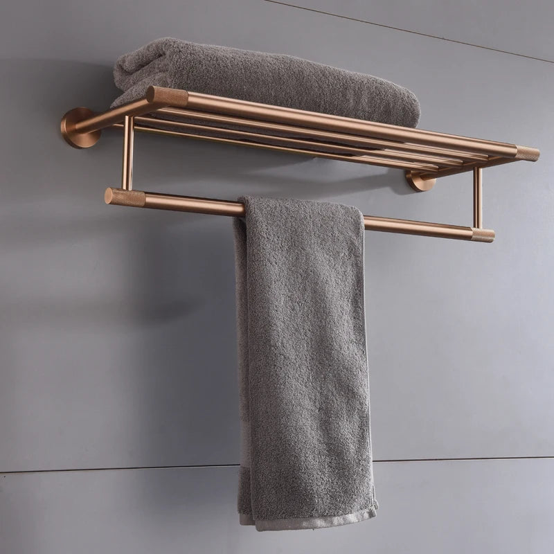 Brushed Rose Gold Accessories Set Toilet Brush Holder Toilet Paper Holder Towel Bar Rail - Organizer - view 2