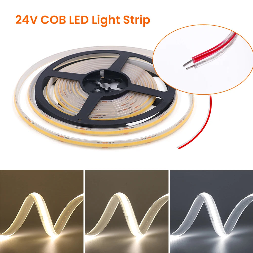 1-20M IP68 Waterproof COB LED Strip 12V 24V 320LEDs/M RA90 Flexible Light Bar Kitchen - LED Strip Light - view 3