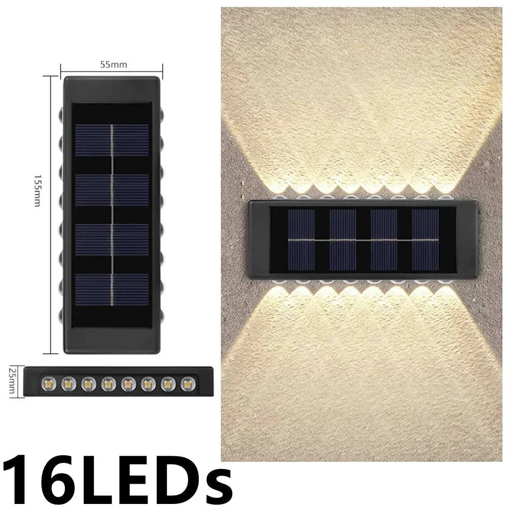 Solar Wall Lamp Outdoor 4/10/16LEDs Warm Light Waterproof Up And Down Luminous - Solar Light - view 6