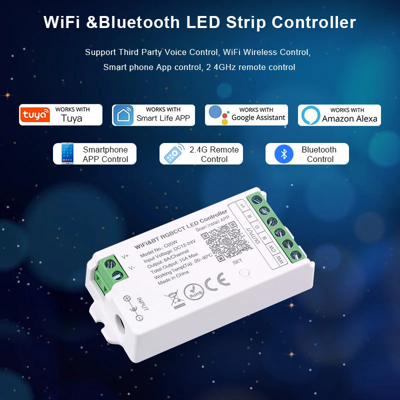 Tuya WiFi LED Controller Alexa Google Home Voice Control RGB RGBW CCT LED Strip - LED Strip Light - view 6