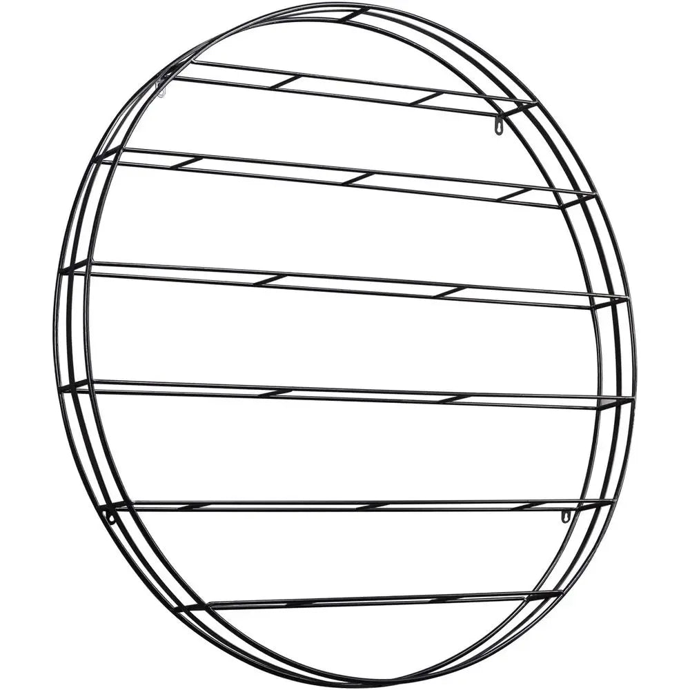 12-Bottle Modern Black Metal Round Wall Mounted Wine Rack – 6-Tier Horizontal Storage - Wine Rack - view 5