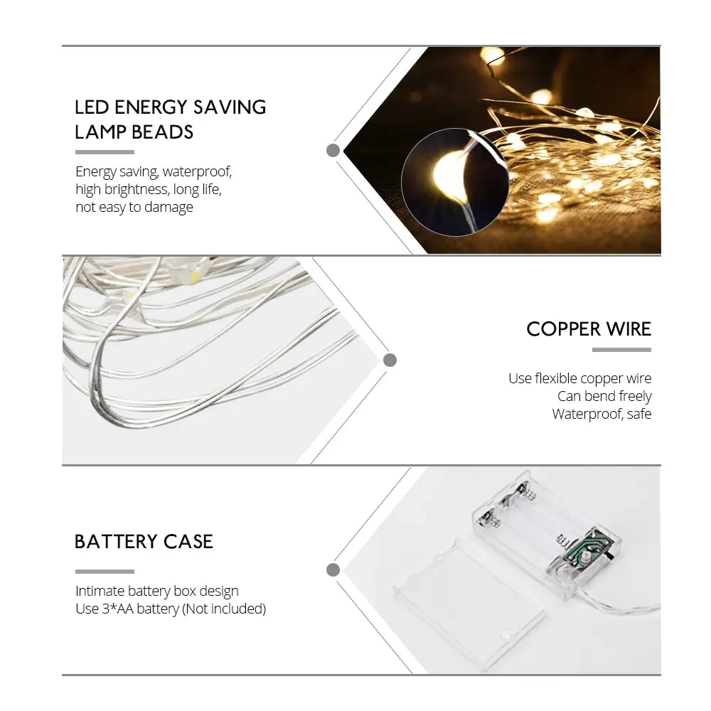 2m 3m 5m 10m Copper Wire LED Fairy String Lights Battery Powered Garland For - Home Improvement - view 5