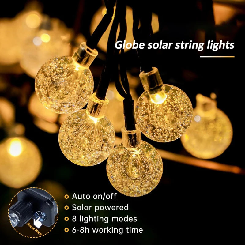 4 Colors Options Solar Globe String Lights Outdoor Waterproof Fairy Lights with 8 Modes - Solar Light - view 5