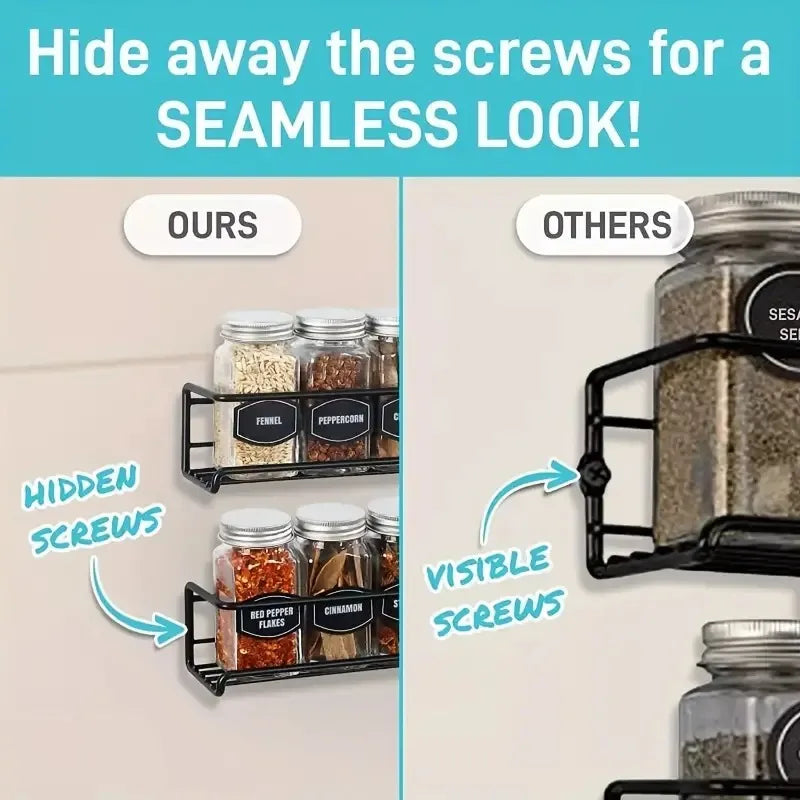 Iron Shelf Wall Mounted Organiser Kitchen Home Spice Storage Rack Bathroom Storage - Cabinet Organizer - view 4