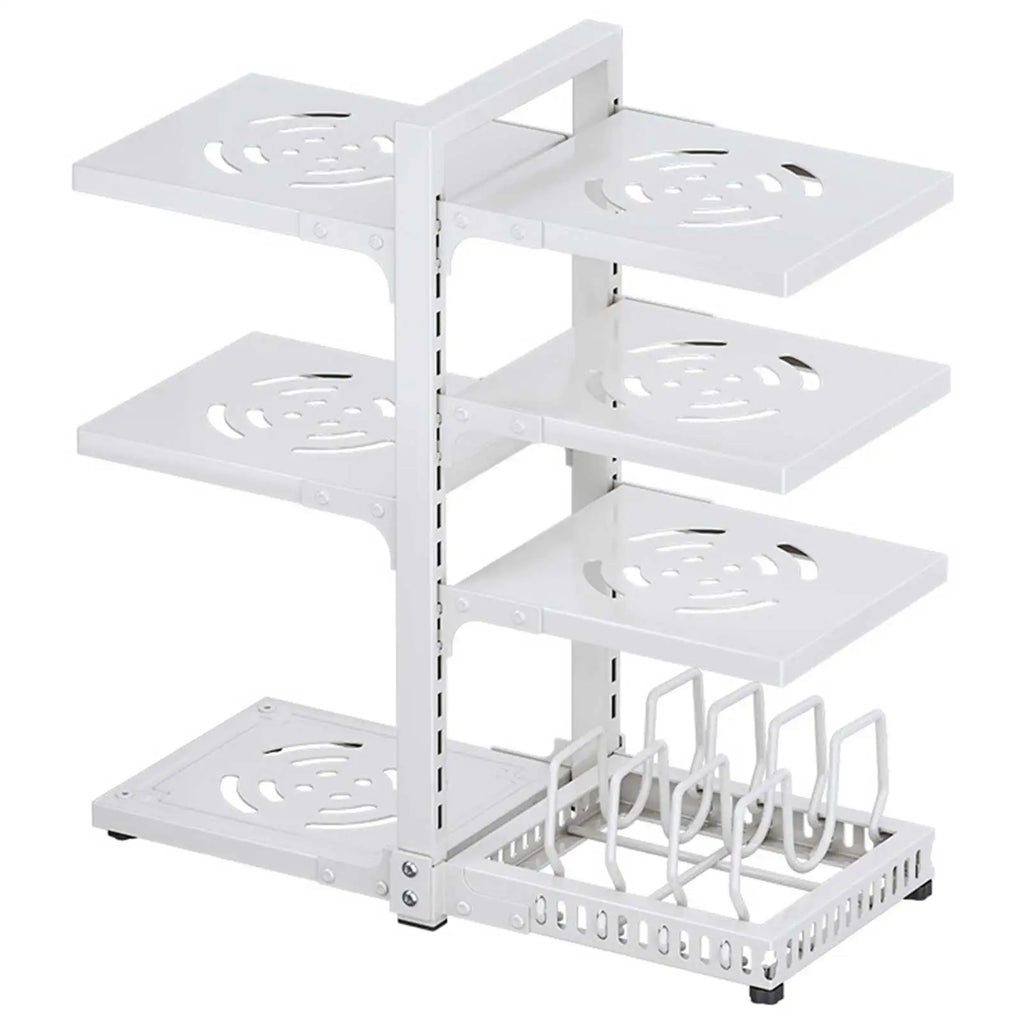 Multi-Tier Kitchen Storage Rack Pot Pan Organizer with Adjustable Shelves - Cabinet Organizer