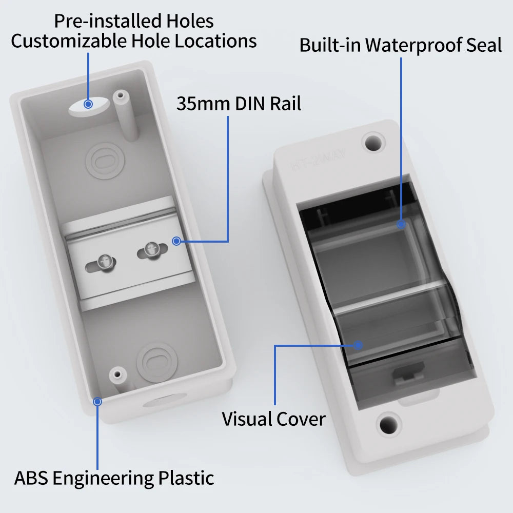 Distribution Box HT Series Junction Box 2/3 Way PC Plastic Outdoor Electrical IP65 - Home Improvement - view 2