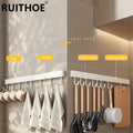 Wall Mounted Kitchen Hook Rack No-Punching Wall Hangers Rail Kitchen Utensils Rack - Storage Shelf