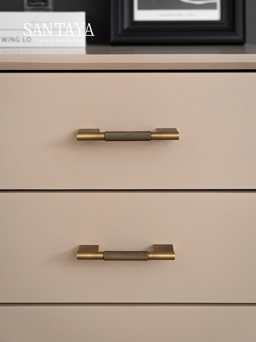 Santaya Cross Knurled Handle Antique Brass Long Handle Kitchen Cabinet Pull Bronze - Cabinet Organizer - view 5
