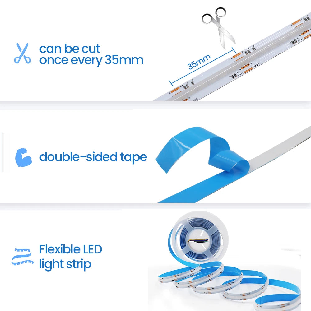 RGBCCT COB LED Strip Light 6pin 1m 2m 3m 4m 5m 24V Flexible High - LED Strip Light - view 4