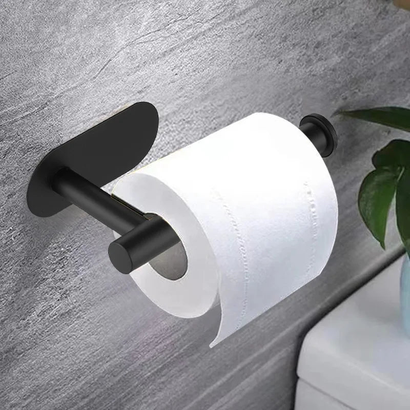 Adhesive Toilet Paper Holder Stainless Steel Tissue Hanger Waterproof Toilet Paper - Organizer