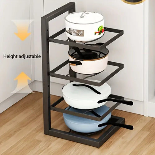 1pc Height Adjustable 3/4 Layer Pot Rack Storage Rack Stainless Steel Under Sink Household - Storage Shelf - view 2