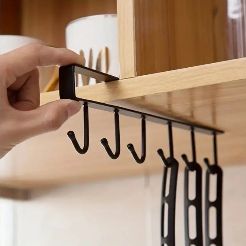 2pcs Multi-Purpose Kitchen Organizer with 6 Hooks and Cup Holder Kitchen Cabinet - Cabinet Organizer - view 5