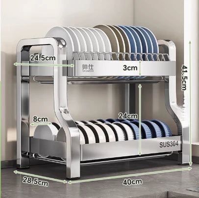 304 Stainless Steel Dish Storage Rack Kitchen Multifunctional Storage Dish Drain Rack - Dish Drying Rack - view 7