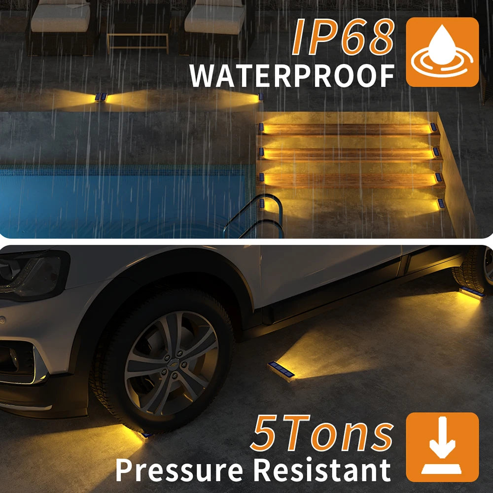 Outdoor Solar Deck Lights LED Waterproof IP68 Step Sidewalk Stair Garden Auto On/Off Solar - Solar Light - view 3