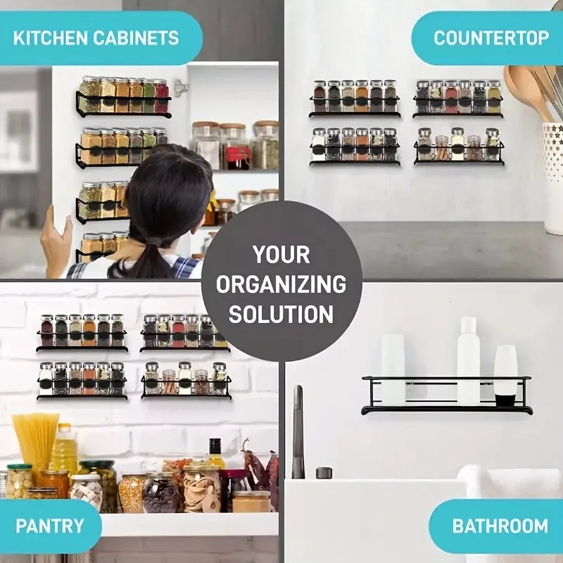 Iron Shelf Wall Mounted Organiser Kitchen Home Spice Storage Rack Bathroom Storage - Cabinet Organizer - view 5