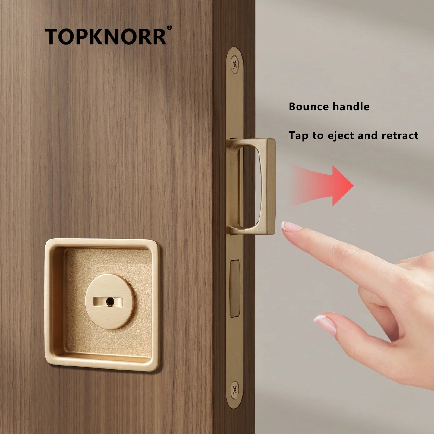Black Invisible Pocket Sliding Door Lock with Side Handle for Balcony Kitchen Bathroom - Home Improvement - view 3