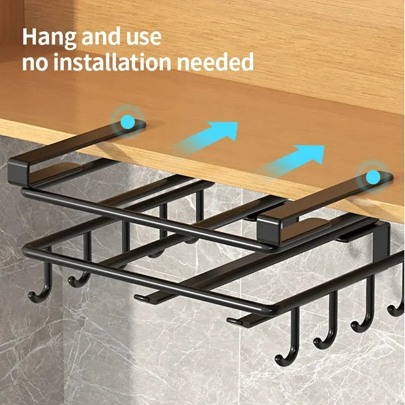 Installation-free Kitchen Cabinet Under Shelf No-Punch Large Capacity Storage Board - Cabinet Organizer - view 4