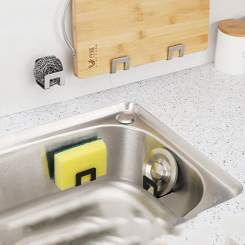 Stainless Steel Sink Tray Drainer Rack Kitchen Sink Sponge Holders Self Adhesive Hook - Dish Drying Rack - view 2