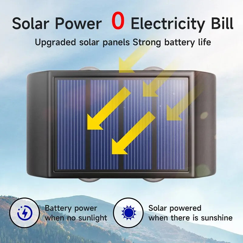 Solar Wall Lamp Outdoor 4/10/16LEDs Warm Light Waterproof Up And Down Luminous - Solar Light - view 3