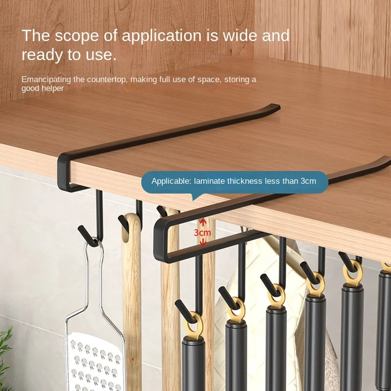 1Pc Black Kitchen Hanger Hook With No Marks Or Nails For Storing Pots Shovels - Organizer - view 5