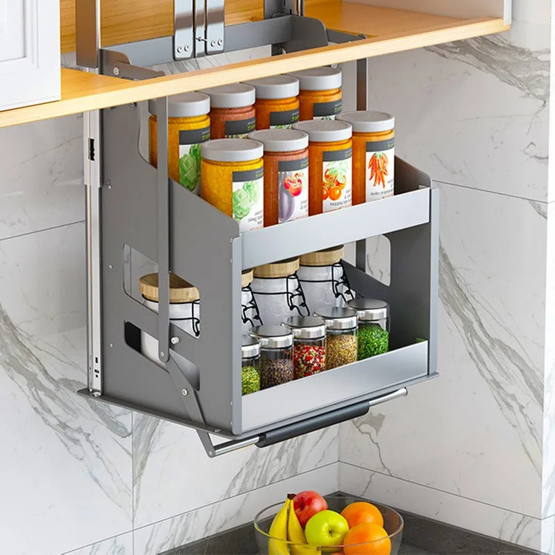 Kitchen wall cabinet lifting pull-out basket cabinet top wall cabinet vertical - Cabinet Organizer - view 2