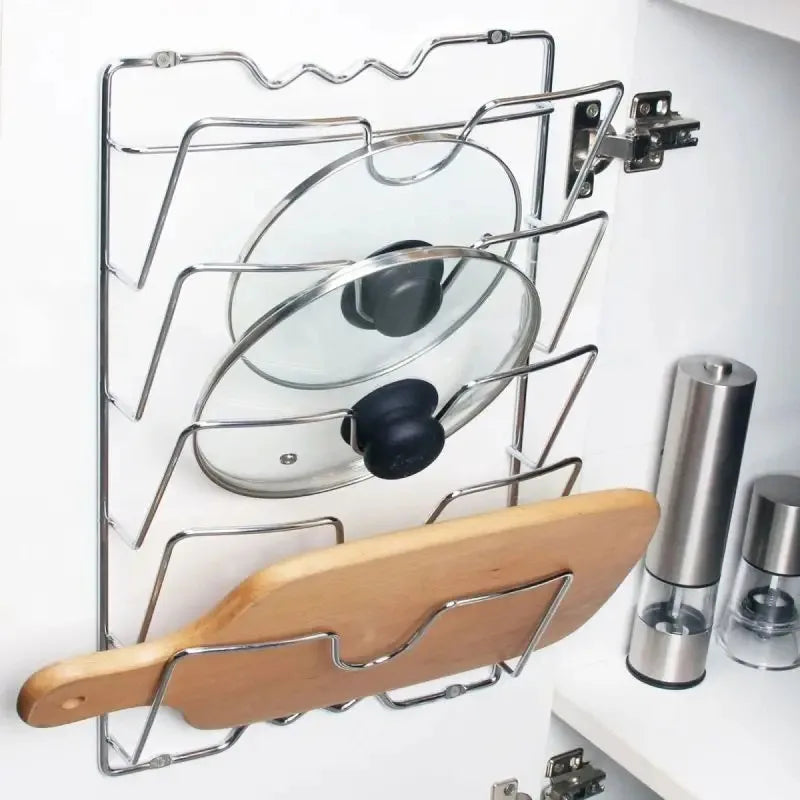 Kitchen Organizer Rack Wall Hanging Pot Cover Rack Five-Layer Pot Lid Metal Rust-Free - Cabinet Organizer - view 3